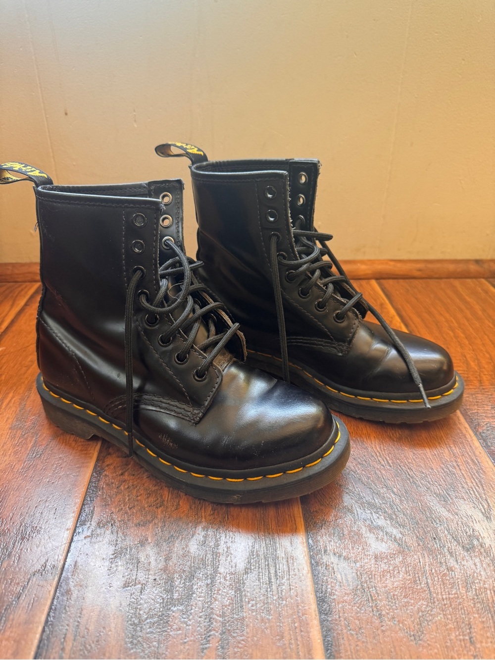 1460 Black Leather Lace-Up Combat Boots